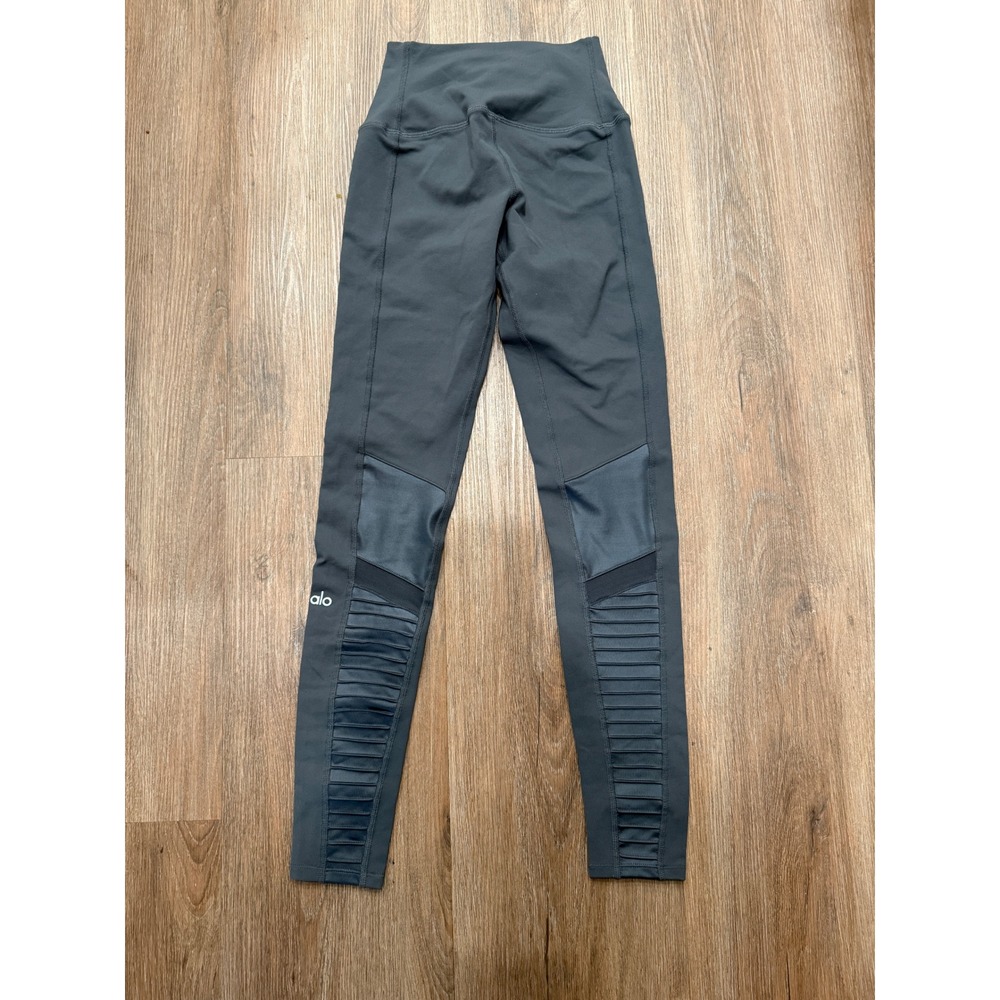 ALO Yoga Moto High Waist Leggings XS‎ Gray Athletic Workout Gym Activewear